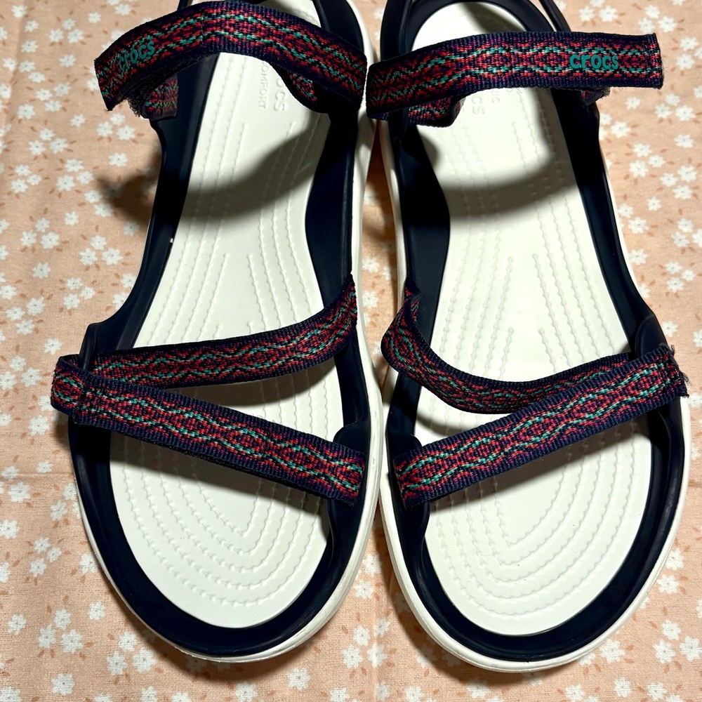 CROCS Women's Sandals - Navy and Multicolor